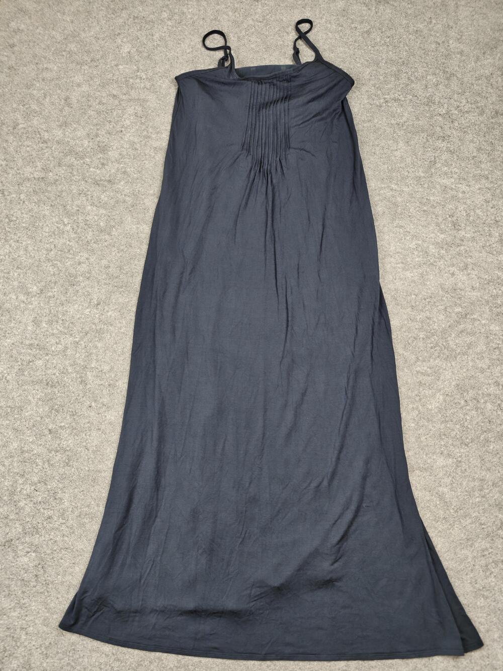 Shebird Dress Womens 2 Blue Slip Maxi Tank Scoop Neck Jersey Modal Pleat Strappy